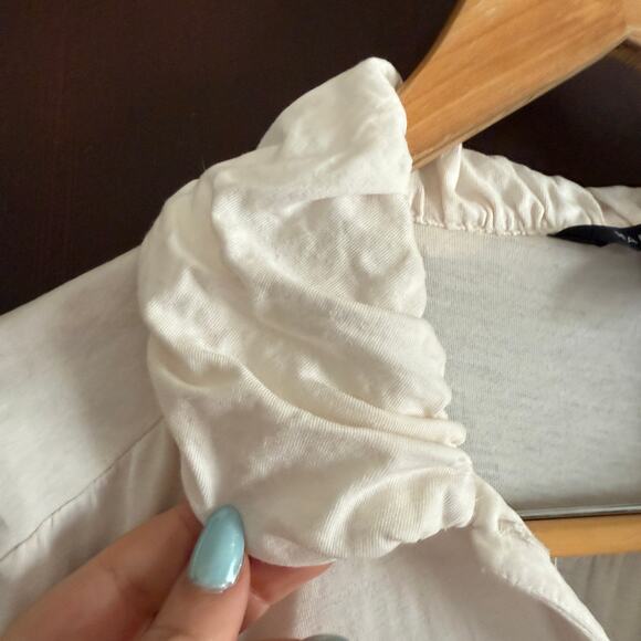 Y2K Vintage MARC JACOBS | Preppy Cream Puff Sleeve Polo Shirt | Large - Picture 6 of 8